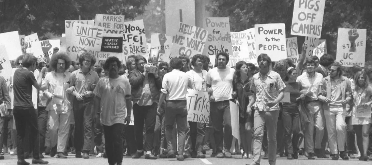 "Student protests in the 1960s were considered part of a “crisis of democracy.” Photo is from the American Archive of Public Broadcasting"