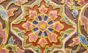 Colorful geometric tile pattern wiith slightly raised surface, encaustic tile or 