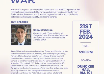 "Samuel Charap, An Unwinnable War Flyer"