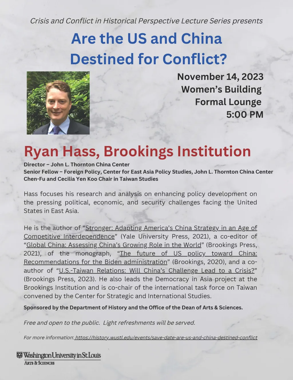 "CCHP Series: Ryan Hass, Brookings Institution, Fall 2023"