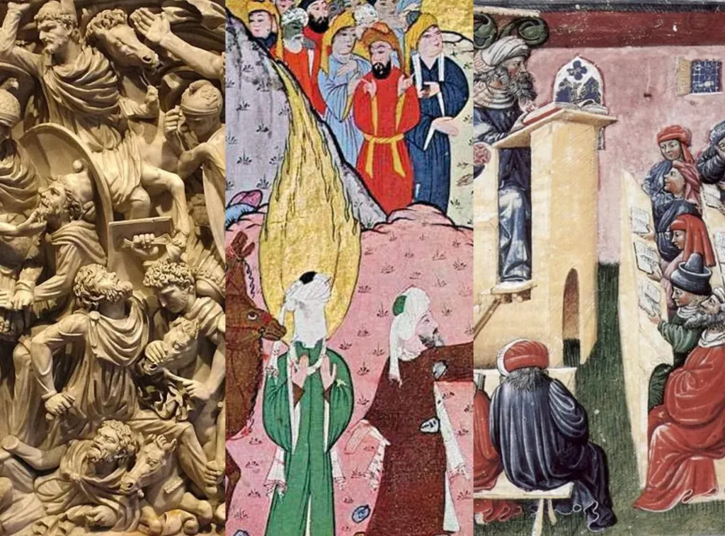 "Stone carving, Islam after the death of the prophet Muhammed, Monastic painting from medieval period"