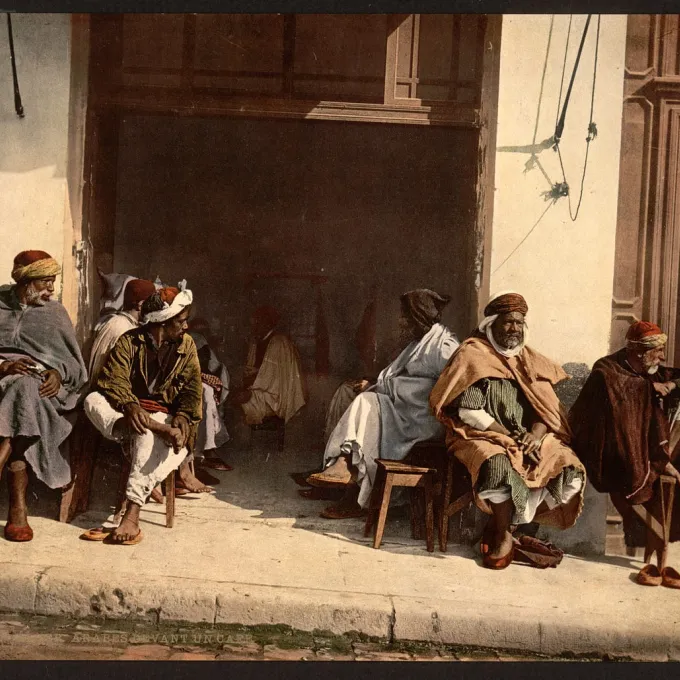 "Arabs before a cafe, Algiers, Algeria - Wikimedia Commons"
