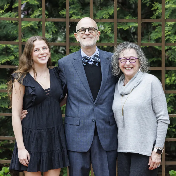 Jonathan Judaken with his family during his April 3, 2025 installation ceremony. (Rebecca K. Clark for WashU)